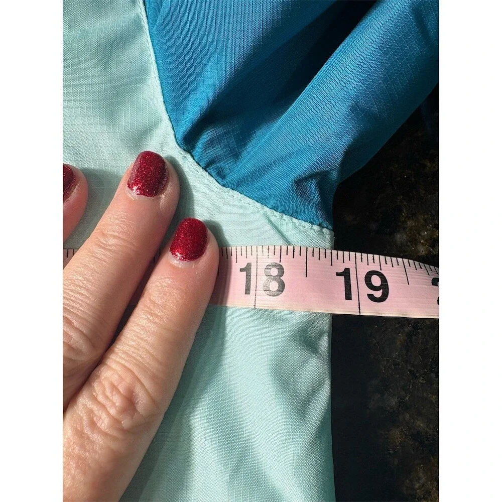 Eddie Bauer Girls Hooded Windbreaker Jacket Blue Teal Colorblock Size M 10 - Picture 8 of 10